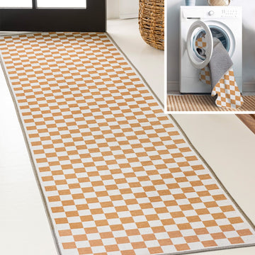 Ainsley Modern Cottage Checkerboard Washable Area Rug